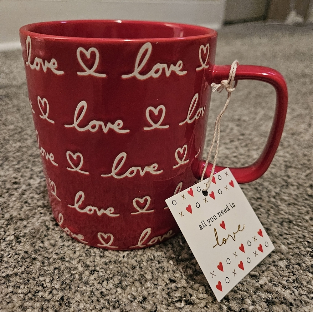 Red Love & Hearts Mug Boyfriend Girlfriend Sweethearts
